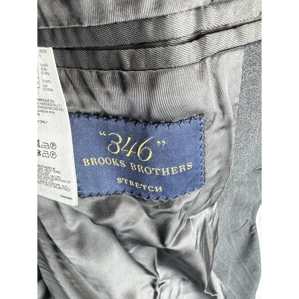 Brooks Brothers 346 Mens Blazer 48L Gray Pinstripe Wool Stretch Luxury
